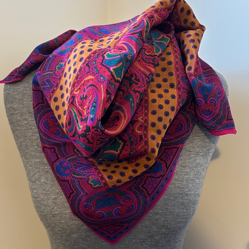 Liz Claiborne Paisley Patterned Silk Scarf